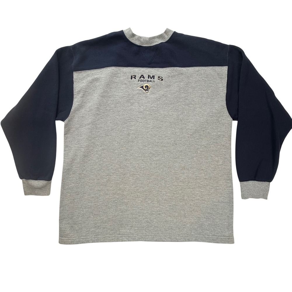 Vintage CSA St.Louis Rams Football Sweatshirt Mens XL Gray Navy Blue Embroidered